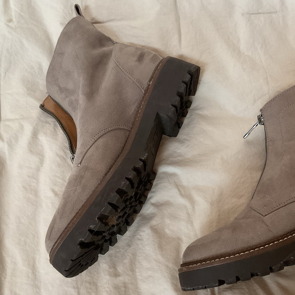 Nordstrom Rack Faux Suede Ankle Boots Thick Lug Sole Front Zip Women’s Sz 8.5 - Picture 7 of 9